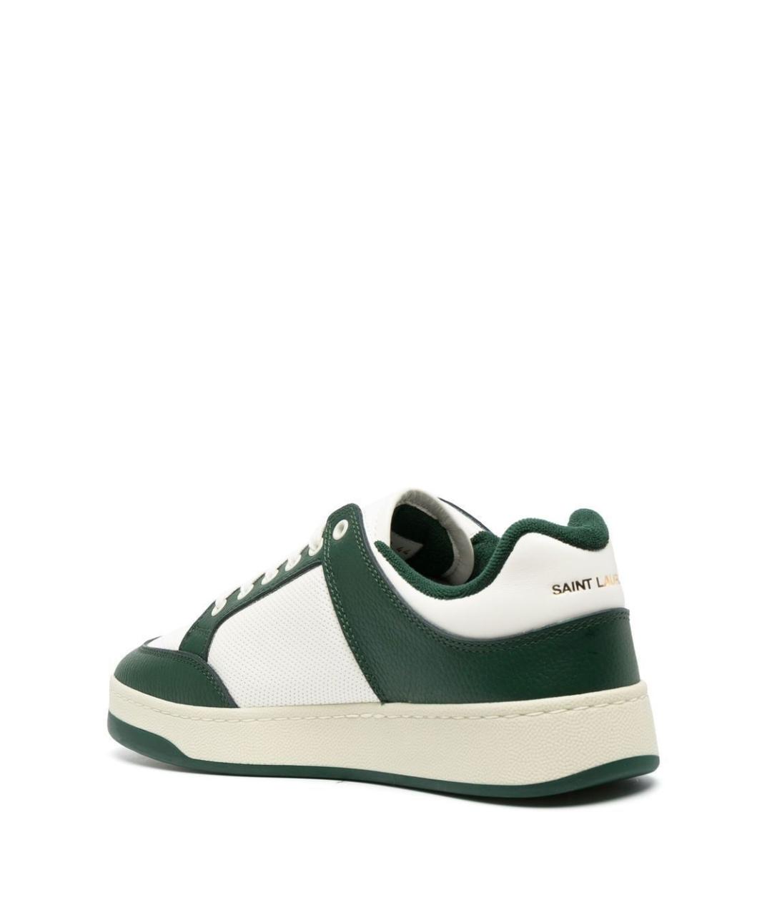 SAINT LAURENT Зеленые кожаные низкие кроссовки / кеды, фото 2