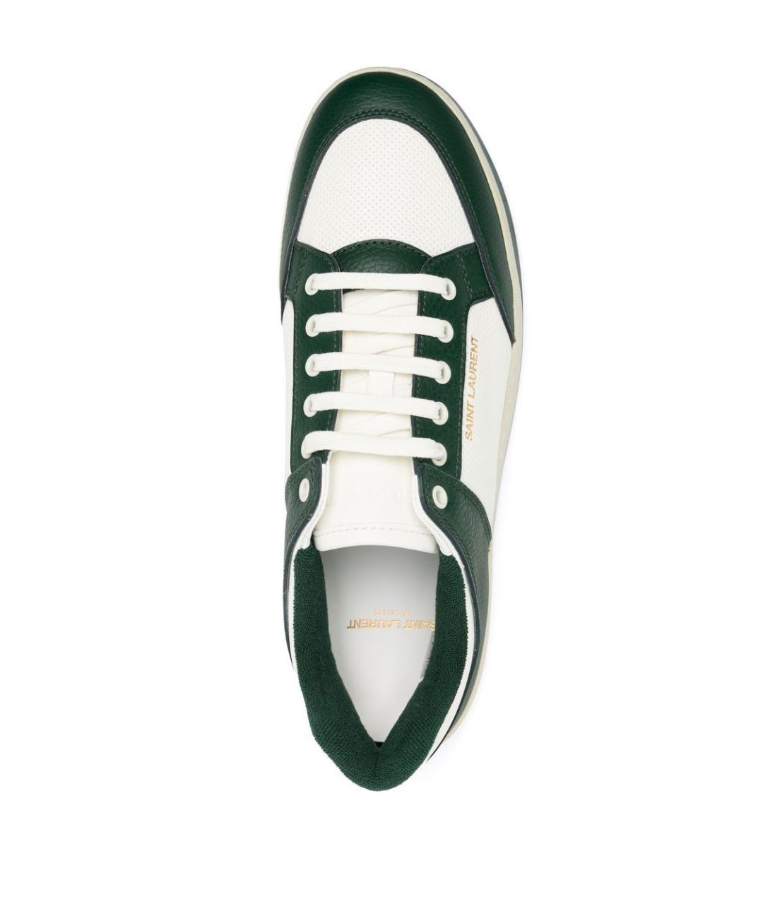 SAINT LAURENT Зеленые кожаные низкие кроссовки / кеды, фото 4