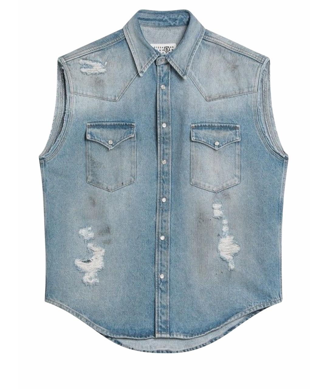 MM6 MAISON MARGIELA Голубая хлопковая кэжуал рубашка, фото 1