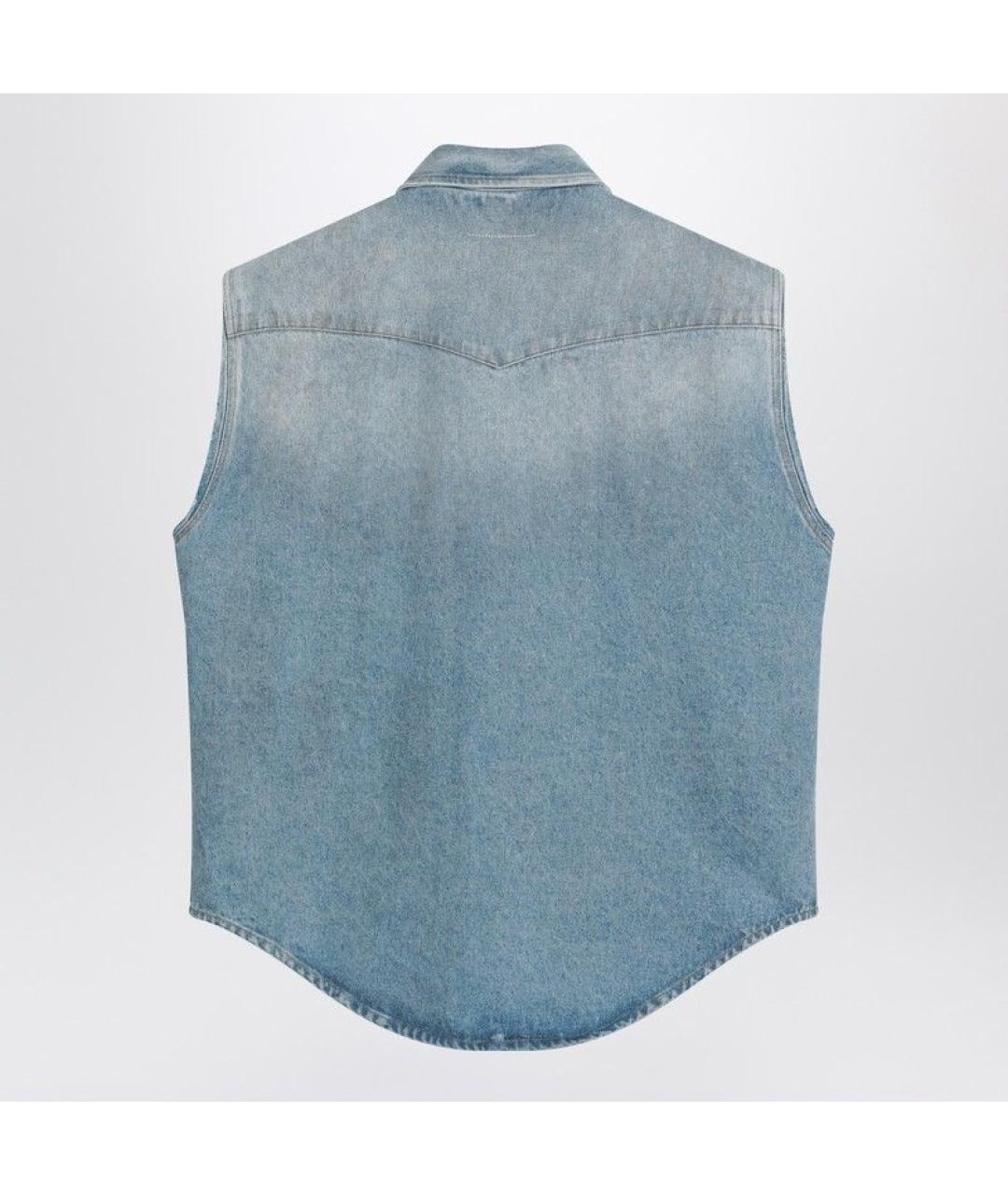 MM6 MAISON MARGIELA Голубая хлопковая кэжуал рубашка, фото 2