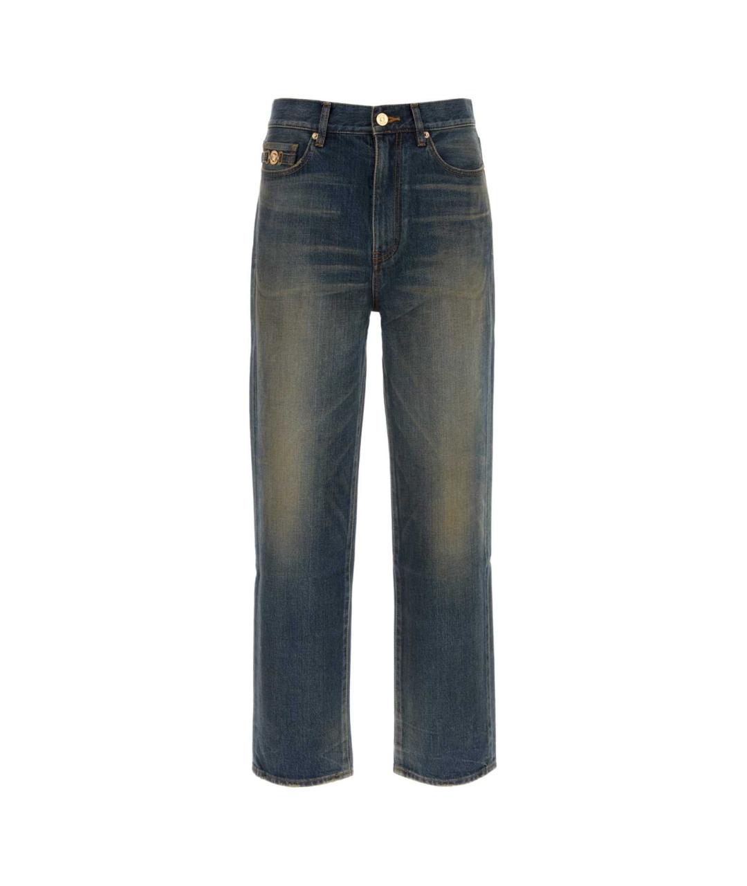 VERSACE Синие хлопковые прямые джинсы, фото 1