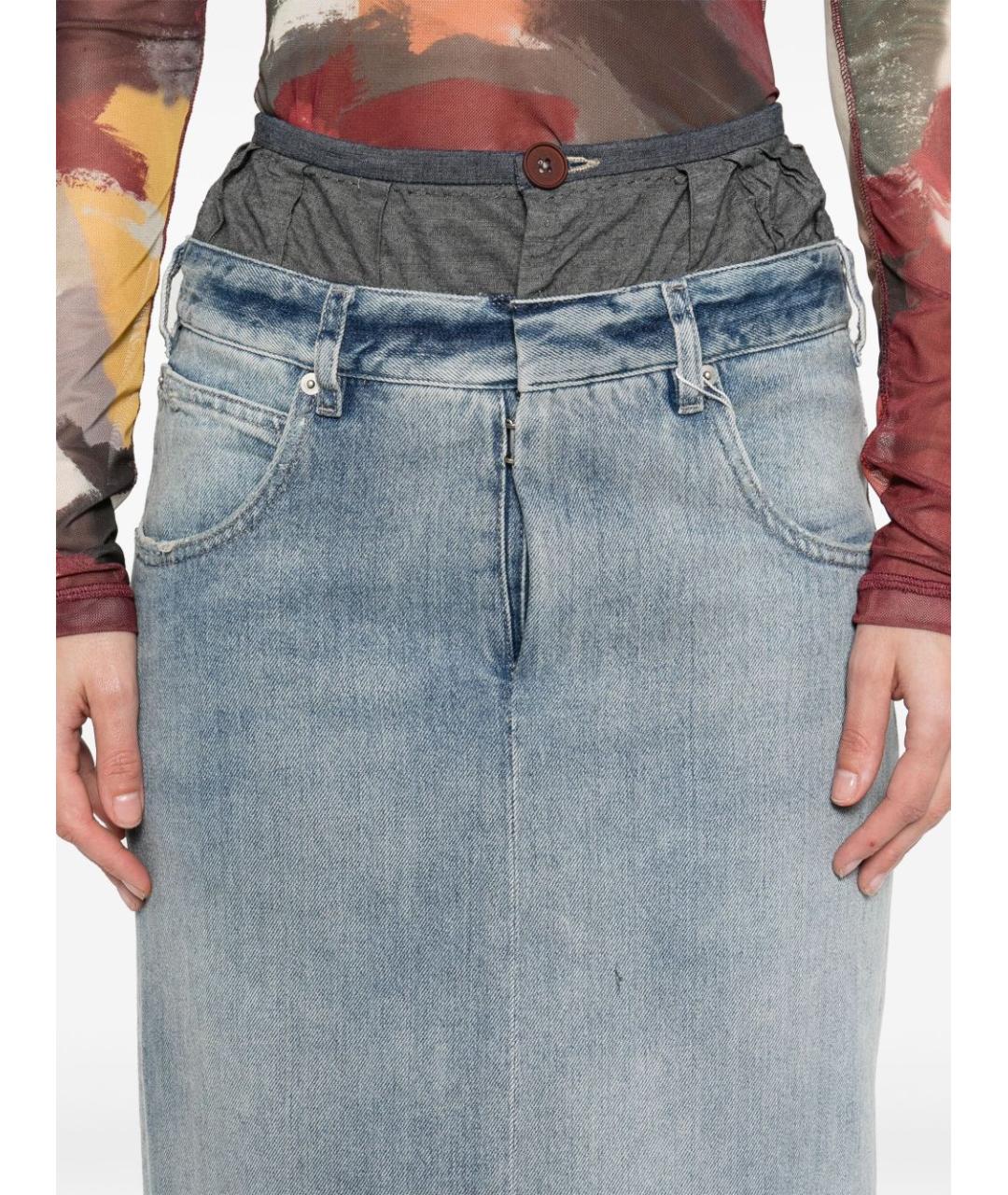 MAISON MARGIELA Синяя хлопковая юбка макси, фото 4