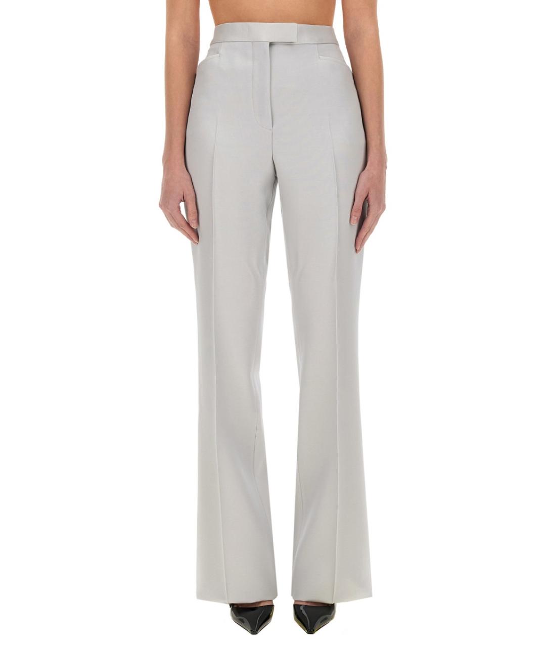 TOM FORD Серые шерстяные прямые брюки, фото 5