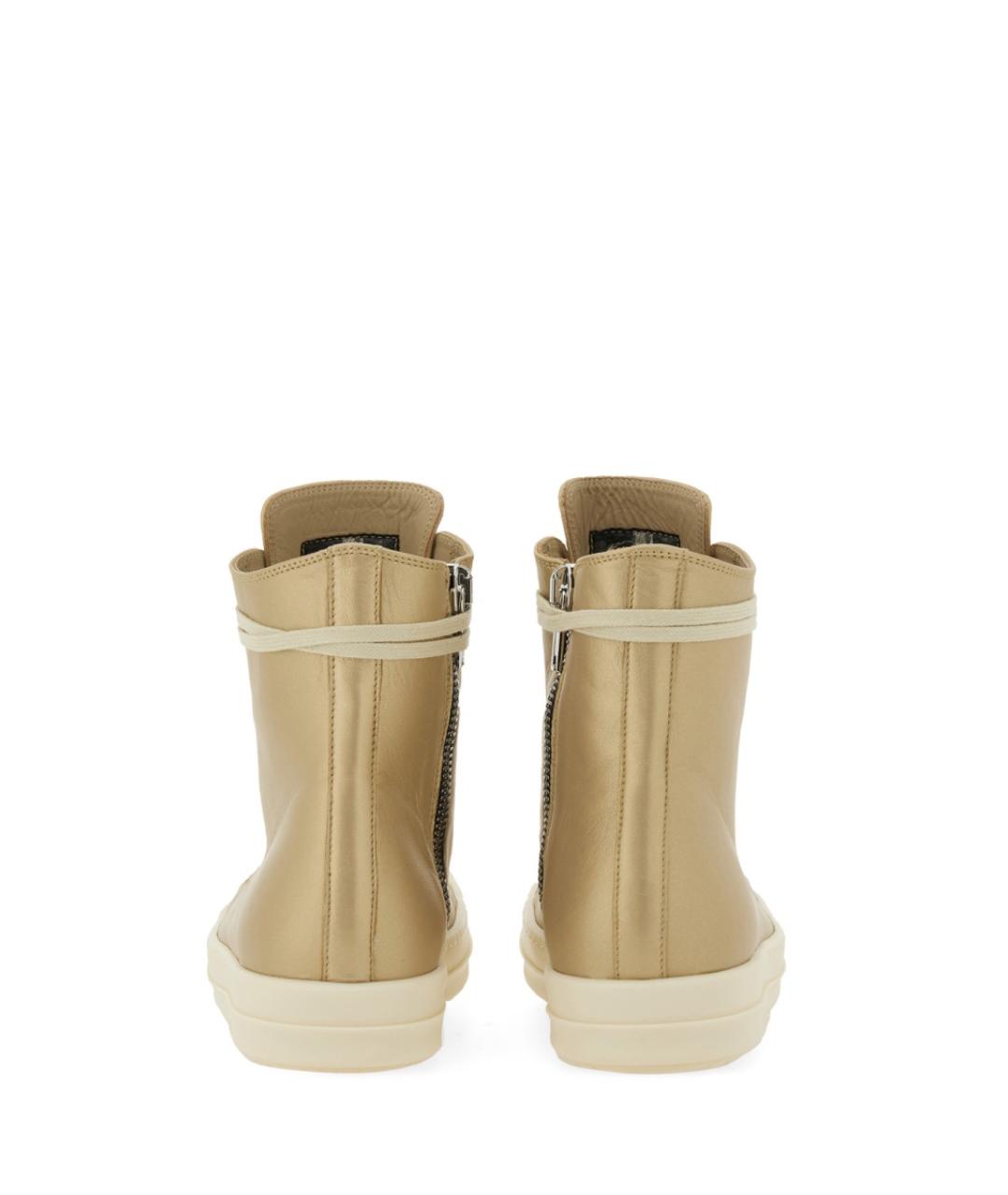 RICK OWENS Золотые кожаные кеды, фото 3