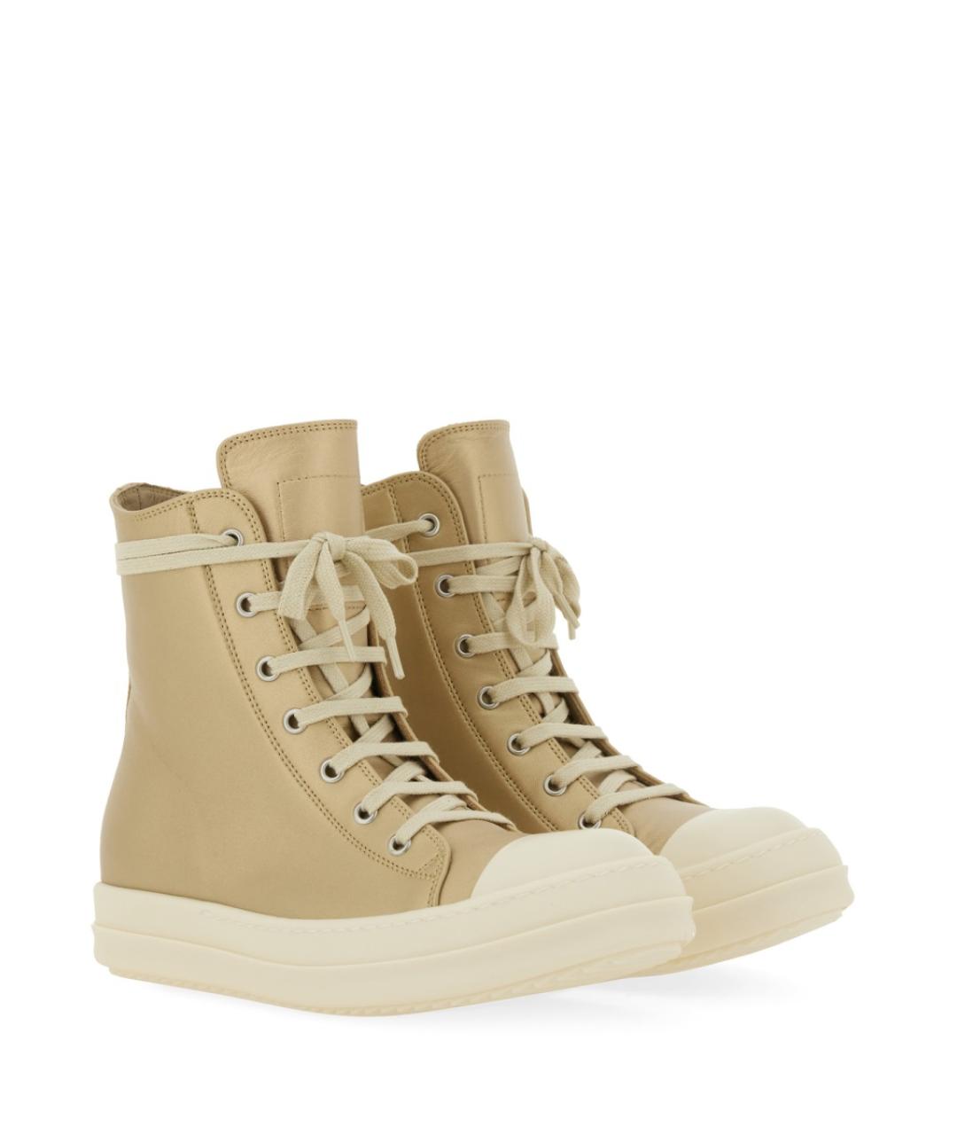 RICK OWENS Золотые кожаные кеды, фото 2