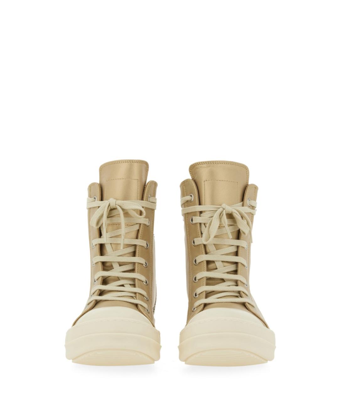 RICK OWENS Золотые кожаные кеды, фото 4