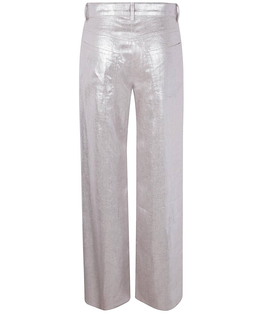 'S MAX MARA Серебряные льняные прямые брюки, фото 2