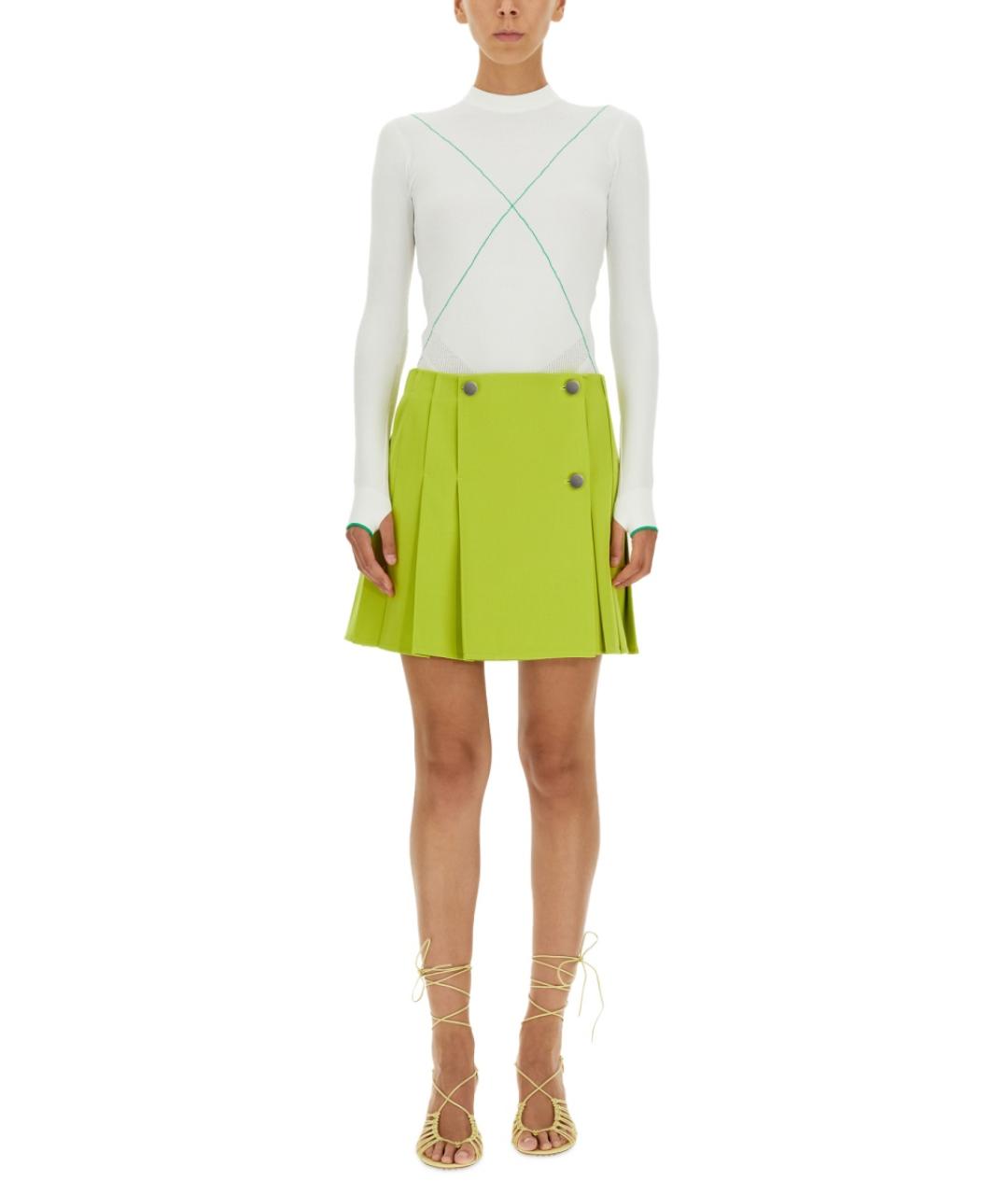 BOTTEGA VENETA Зеленая шерстяная юбка мини, фото 2