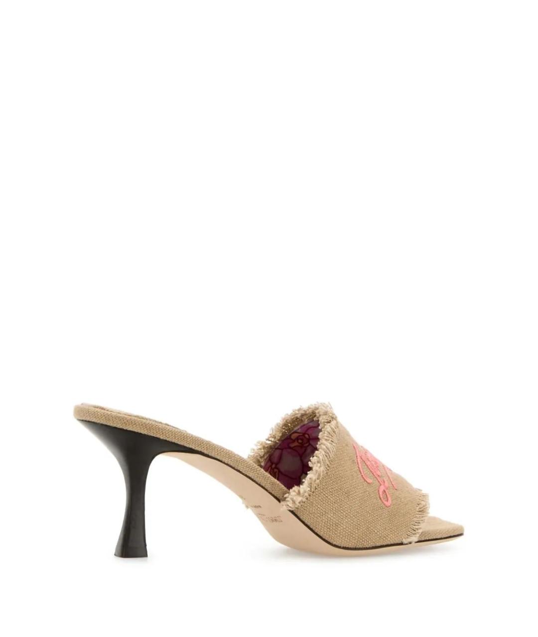 JIMMY CHOO Бежевые текстильные мюли, фото 3