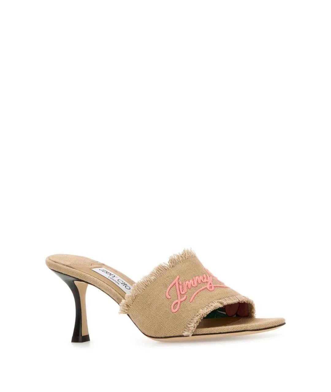 JIMMY CHOO Бежевые текстильные мюли, фото 2