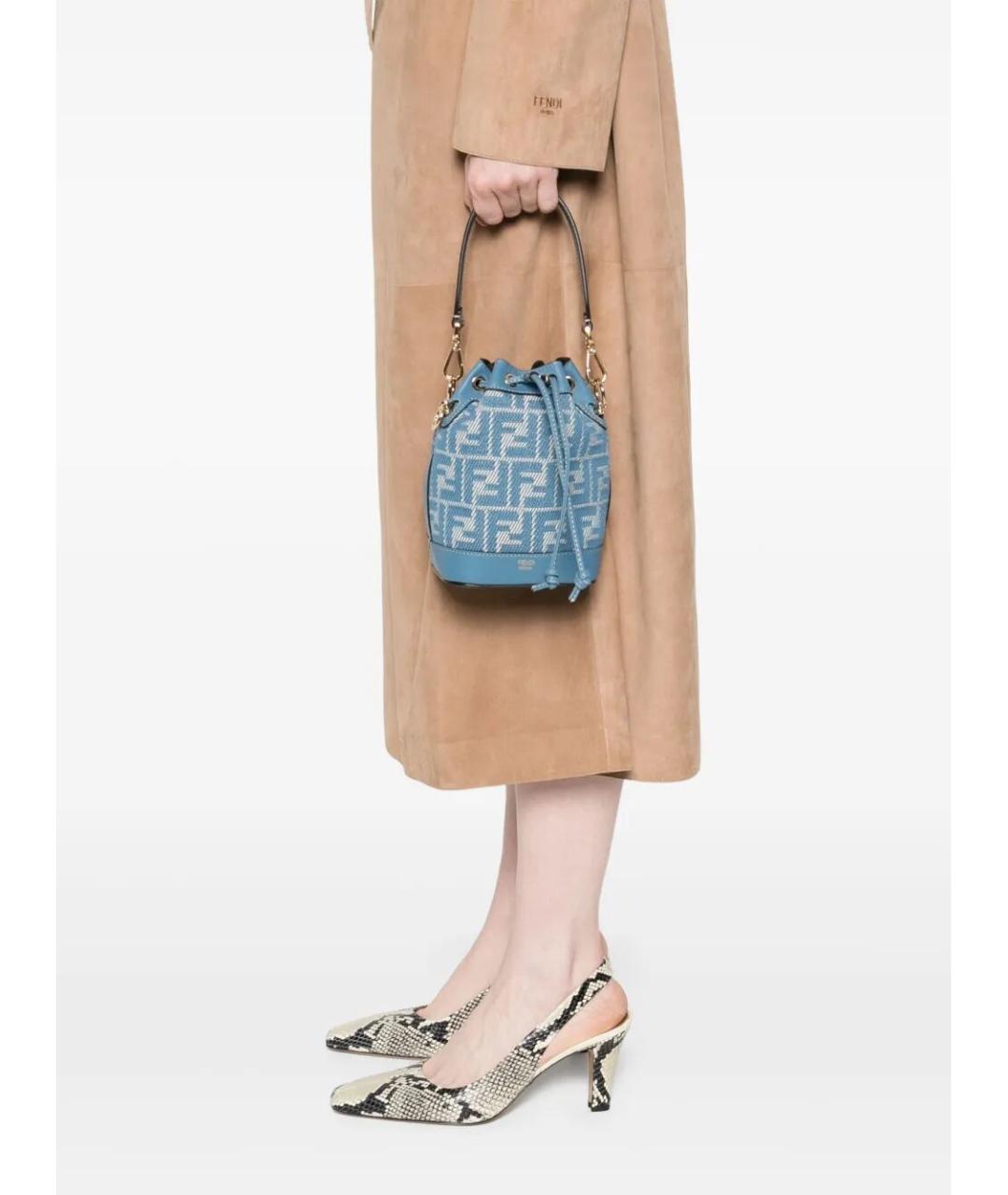 FENDI Голубая синтетическая сумка с короткими ручками, фото 2