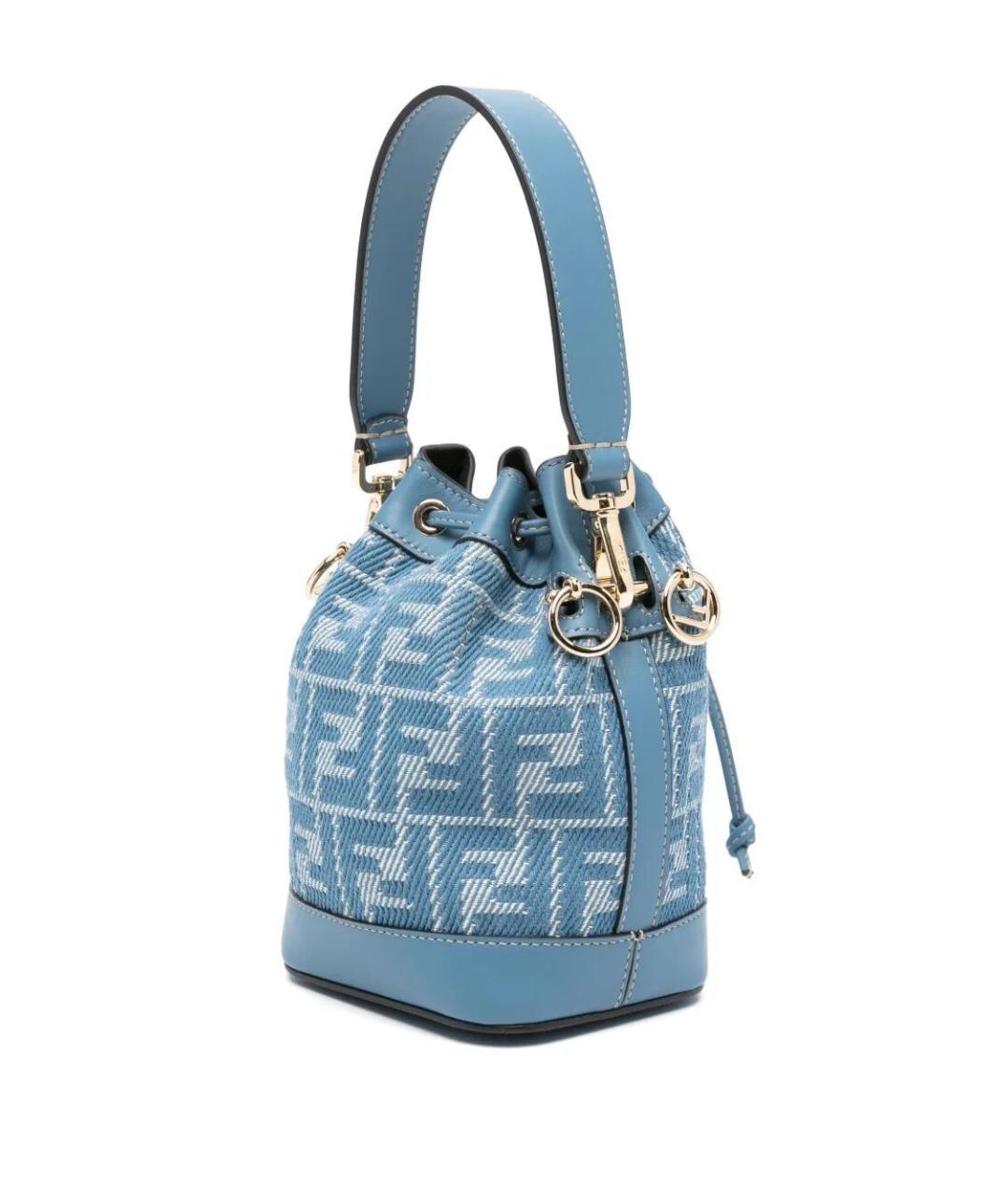 FENDI Голубая синтетическая сумка с короткими ручками, фото 5