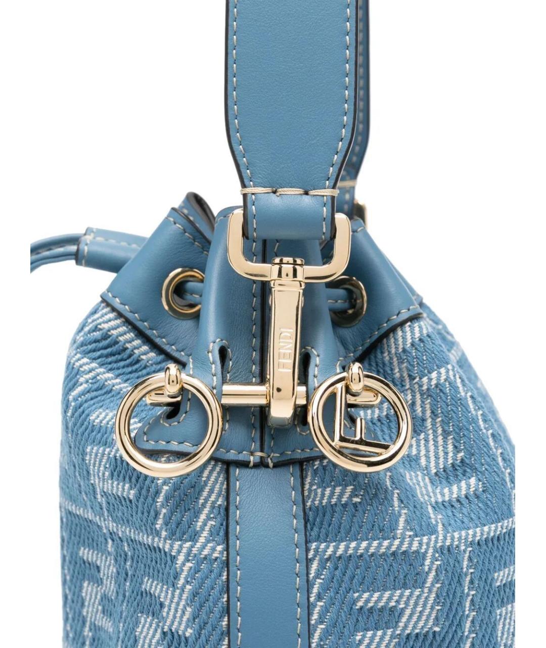 FENDI Голубая синтетическая сумка с короткими ручками, фото 4