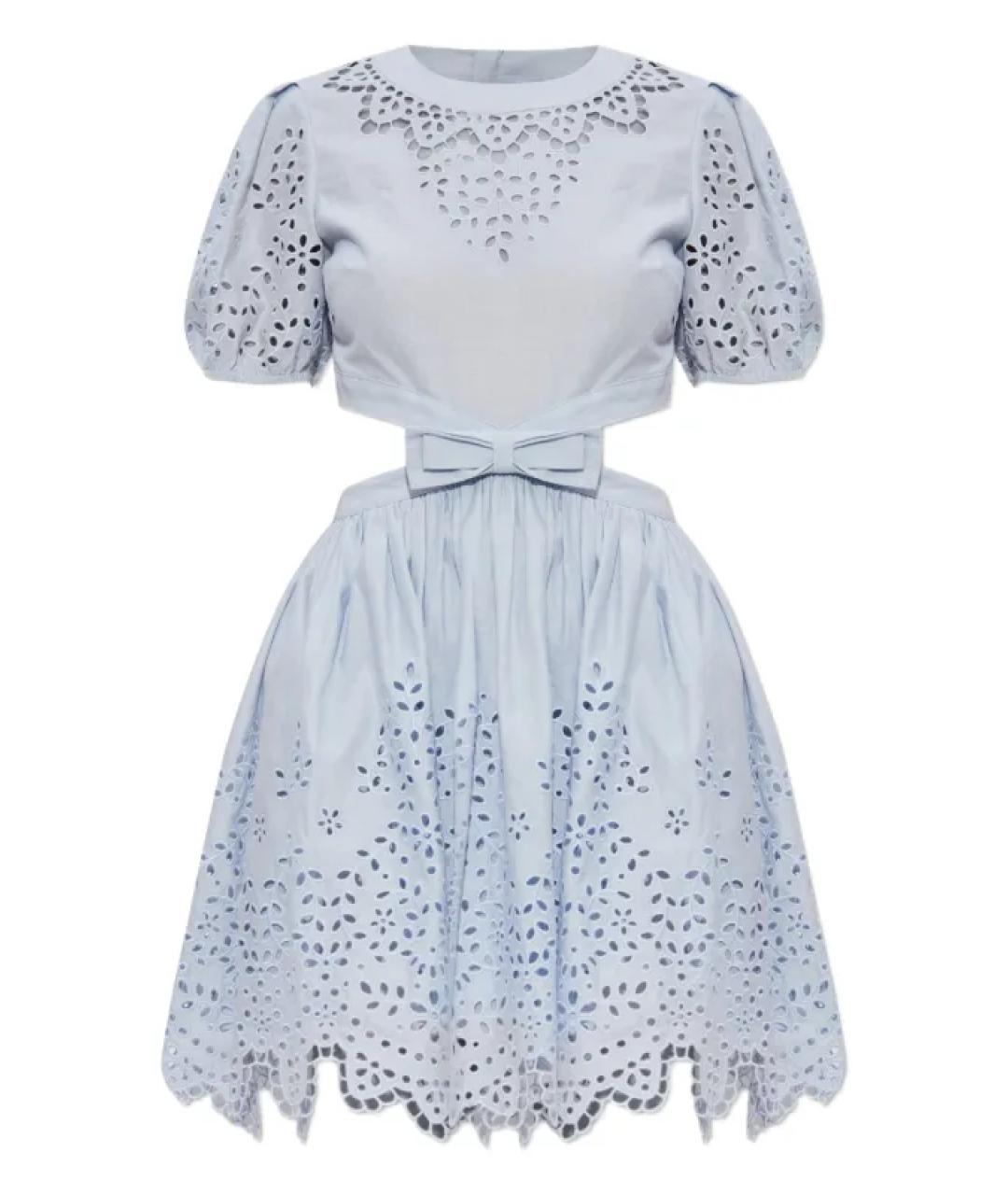 SELF-PORTRAIT Голубое льняное повседневное платье, фото 1