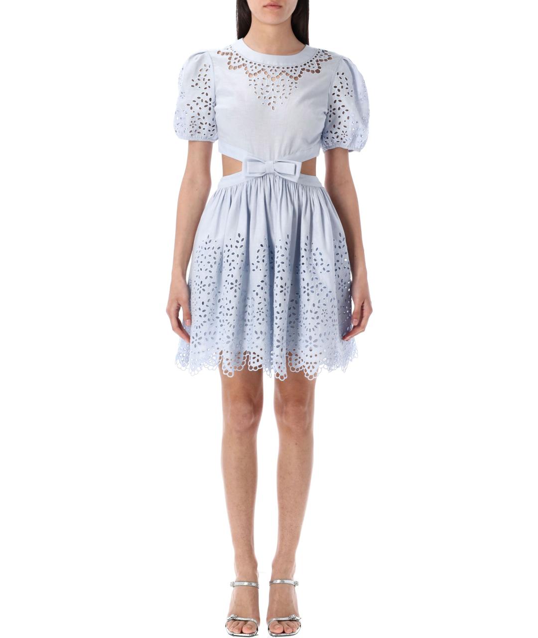 SELF-PORTRAIT Голубое льняное повседневное платье, фото 2