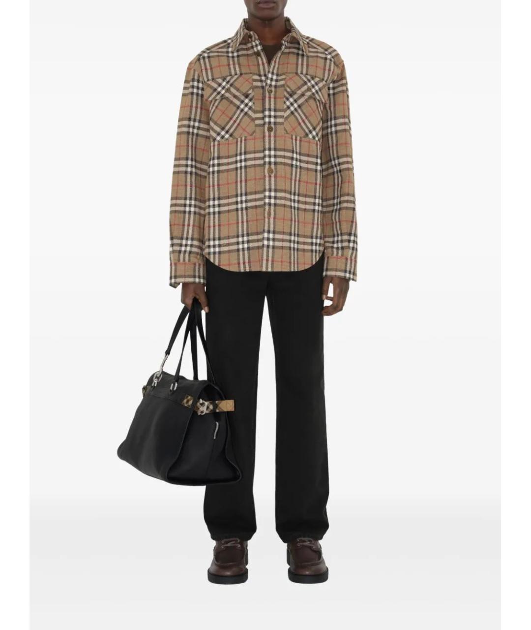 BURBERRY Бежевая хлопковая кэжуал рубашка, фото 5