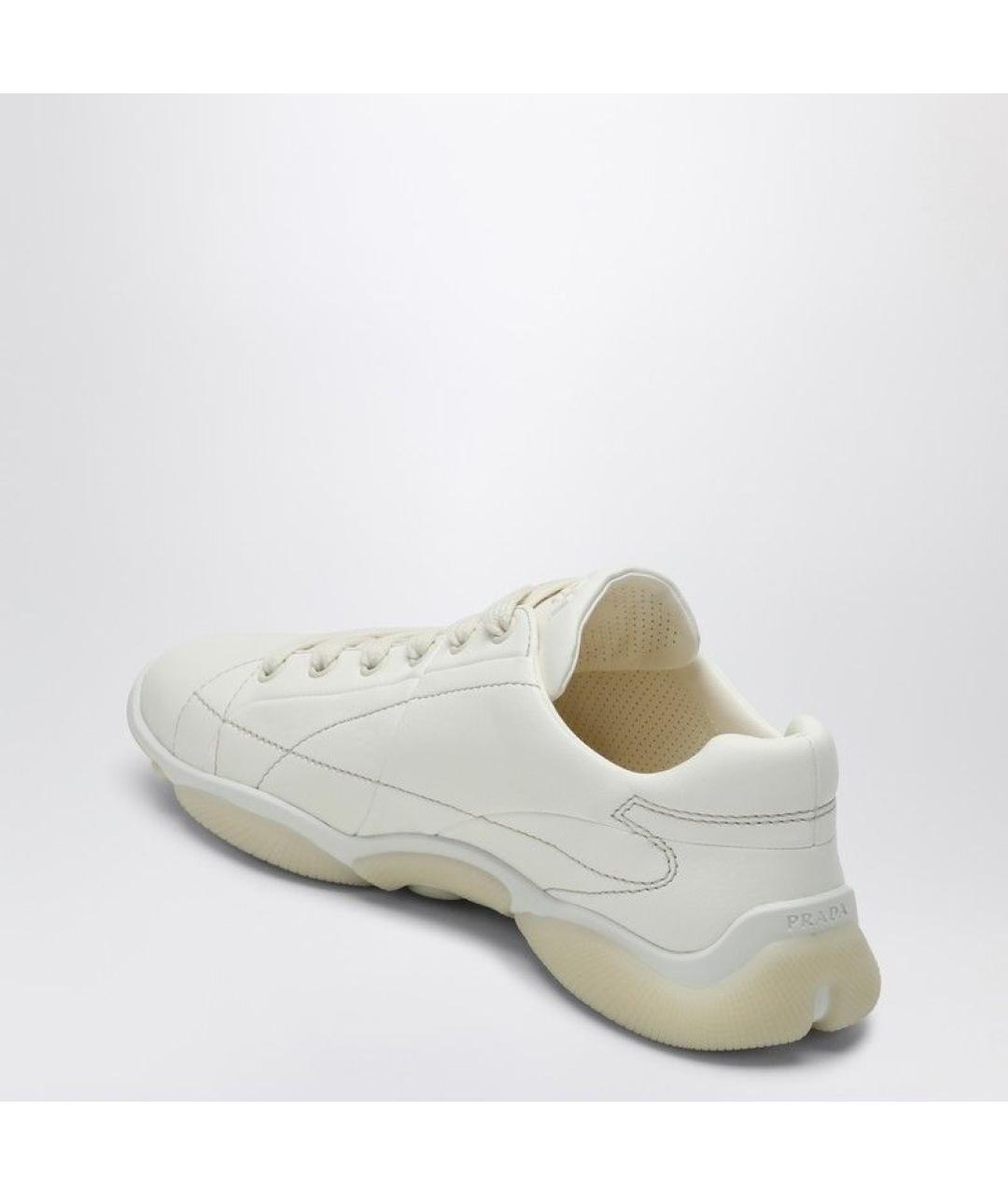 PRADA Бежевые кожаные кроссовки, фото 3