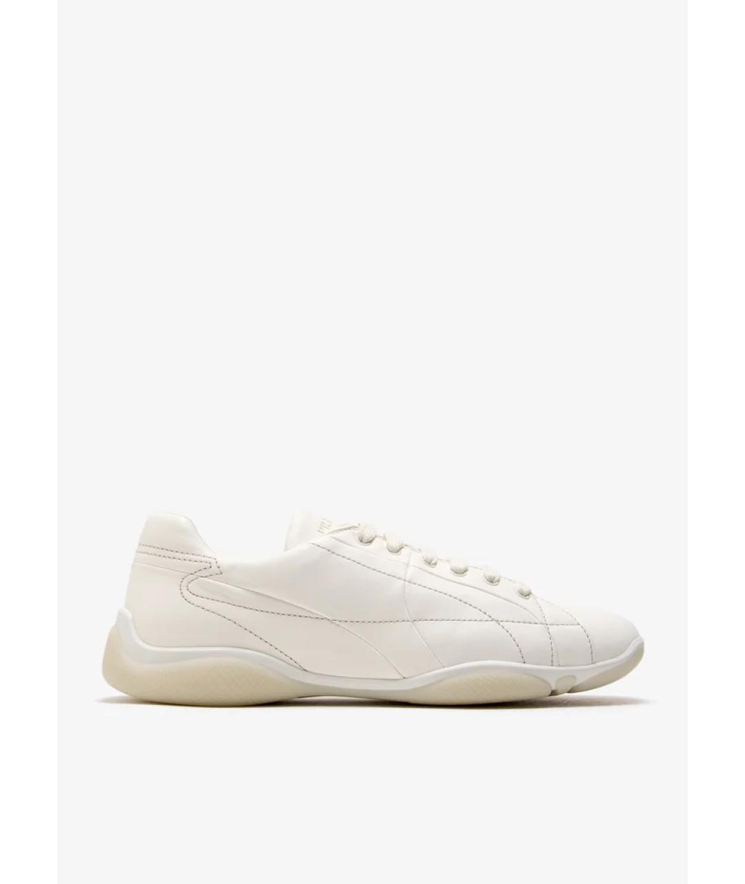 PRADA Бежевые кожаные кроссовки, фото 6