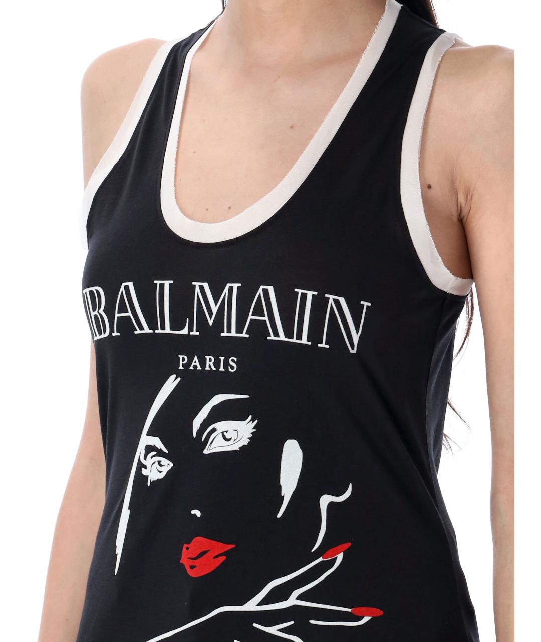 BALMAIN Черная хлопковая майка, фото 5