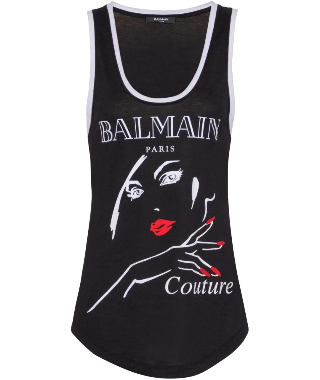 BALMAIN Черная хлопковая майка, фото 1