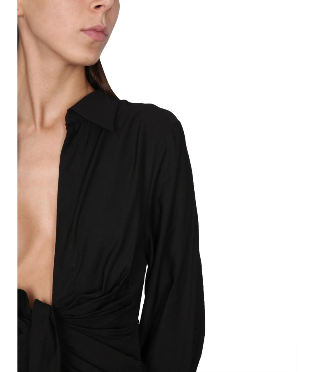 JACQUEMUS Черное вискозное вечернее платье, фото 5