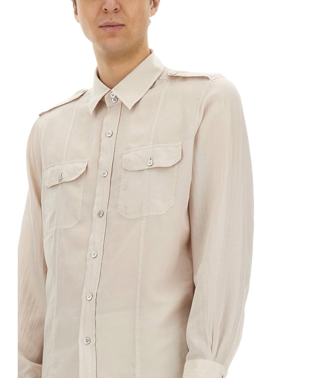 TOM FORD Бежевая хлопковая кэжуал рубашка, фото 5