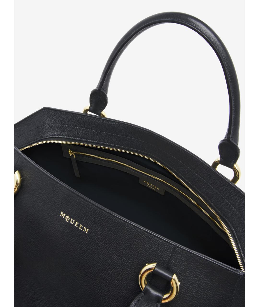 ALEXANDER MCQUEEN Черная кожаная сумка тоут, фото 5