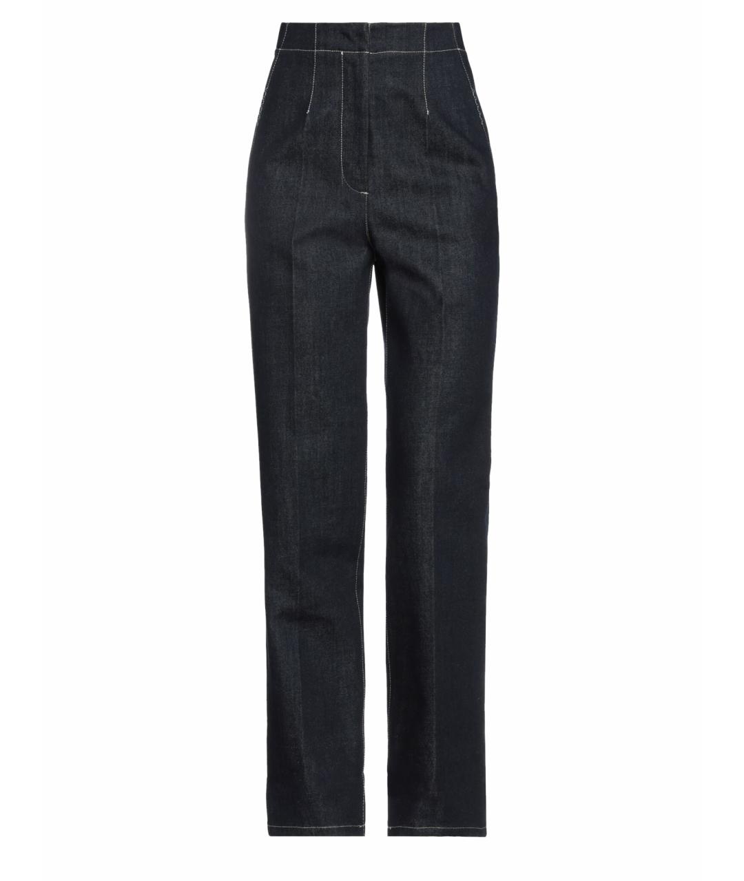 MARNI Синие хлопковые прямые брюки, фото 1