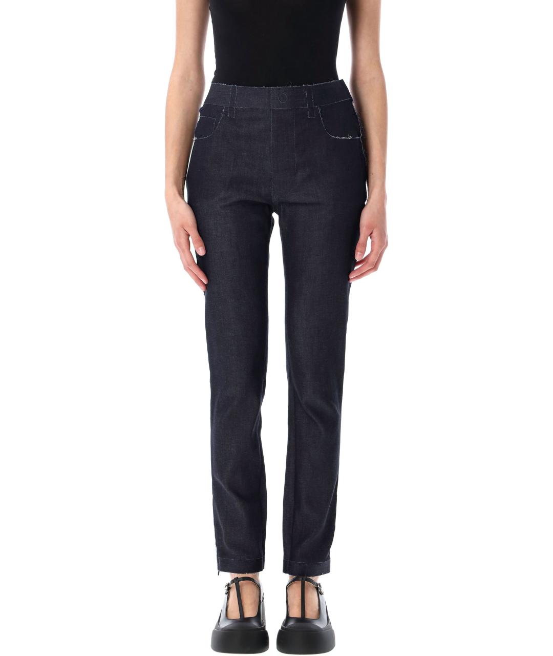 MARNI Синие хлопковые прямые брюки, фото 4