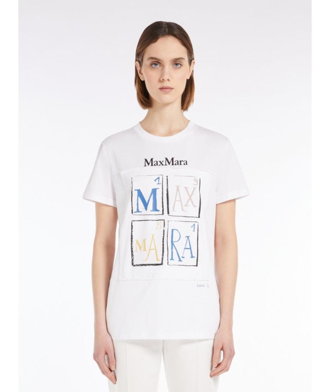 MAX MARA Белая хлопковая футболка, фото 2