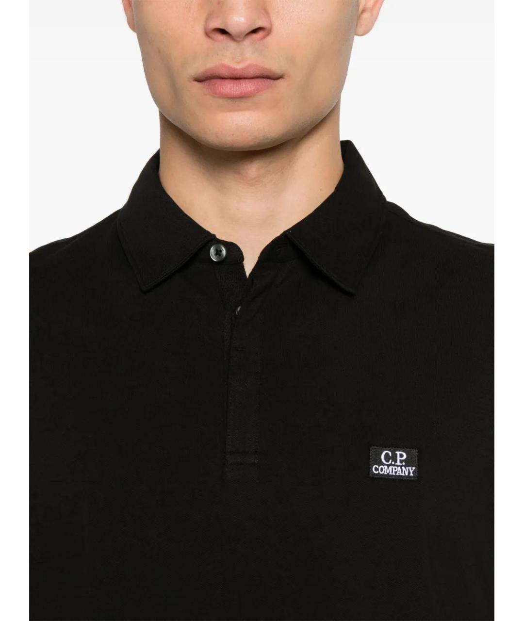 CP COMPANY Черное хлопковое поло с коротким рукавом, фото 4