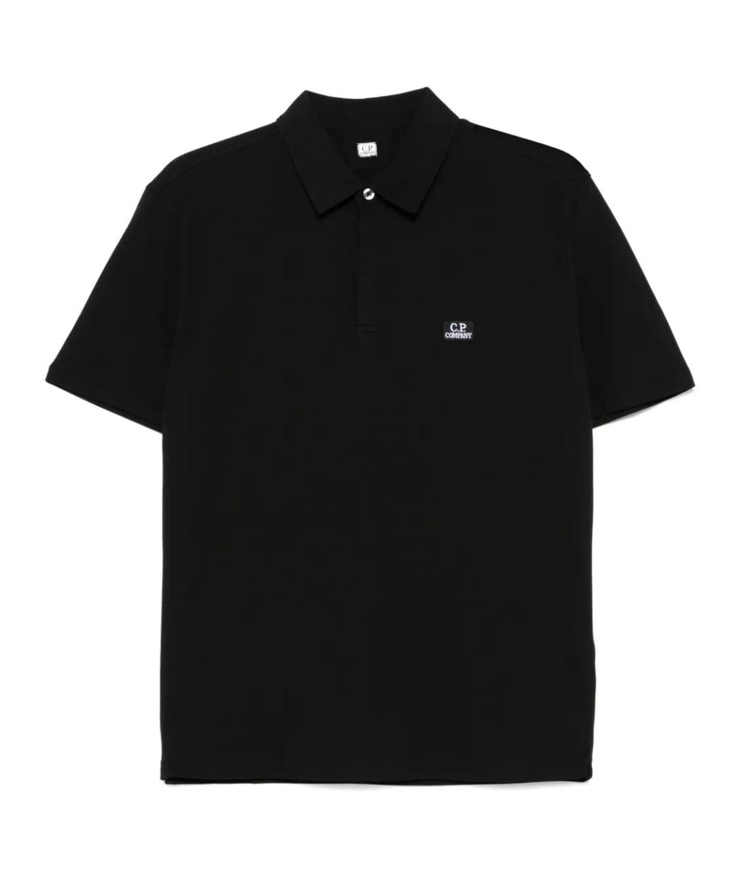 CP COMPANY Черное хлопковое поло с коротким рукавом, фото 1
