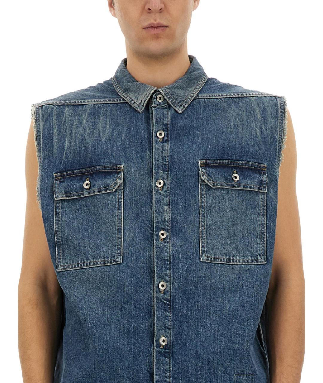 RICK OWENS DRKSHDW Синяя хлопковая кэжуал рубашка, фото 5