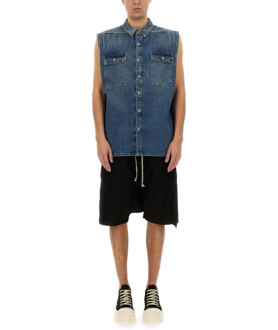 RICK OWENS DRKSHDW Синяя хлопковая кэжуал рубашка, фото 2