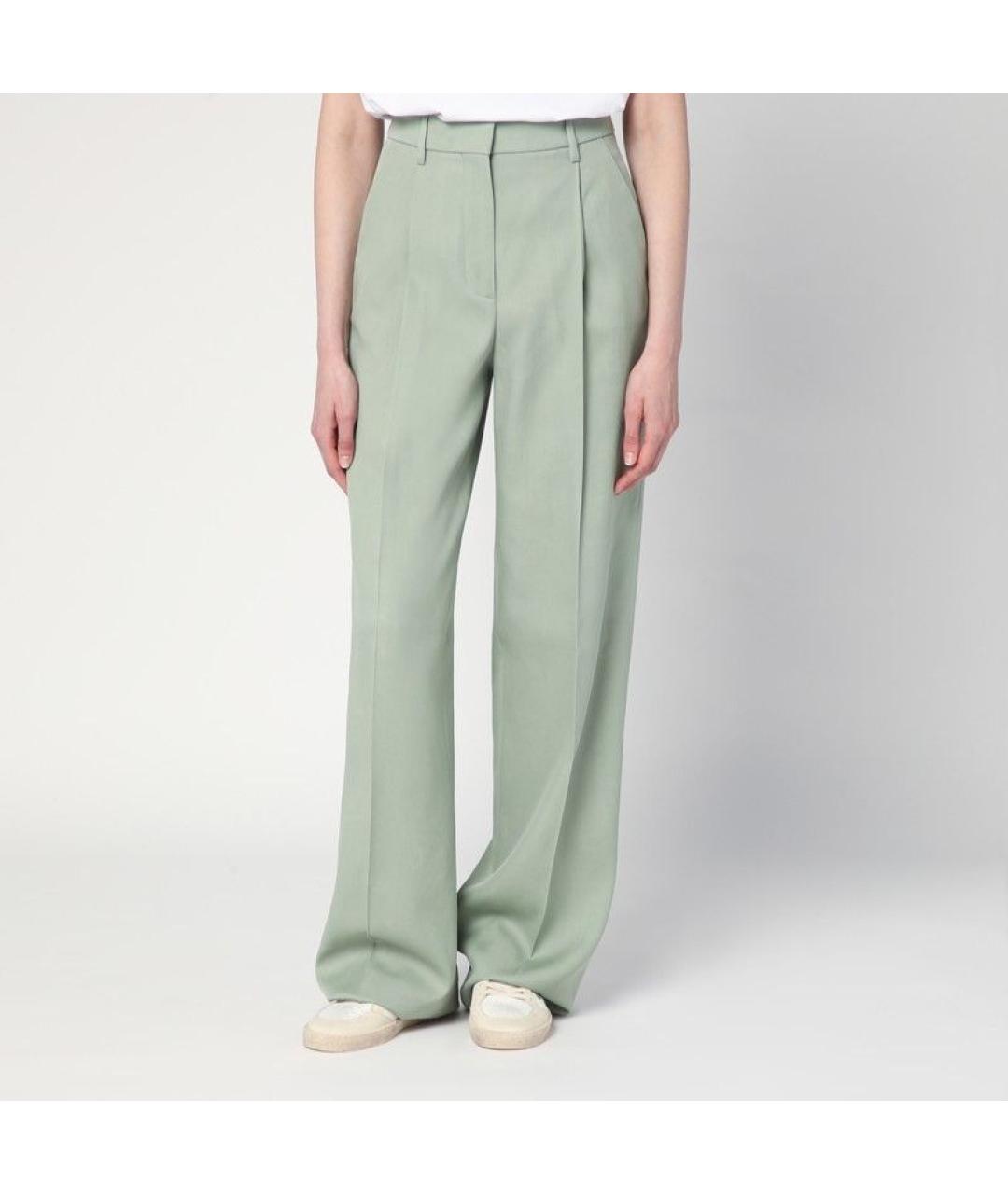 GOLDEN GOOSE DELUXE BRAND Зеленые шерстяные прямые брюки, фото 3