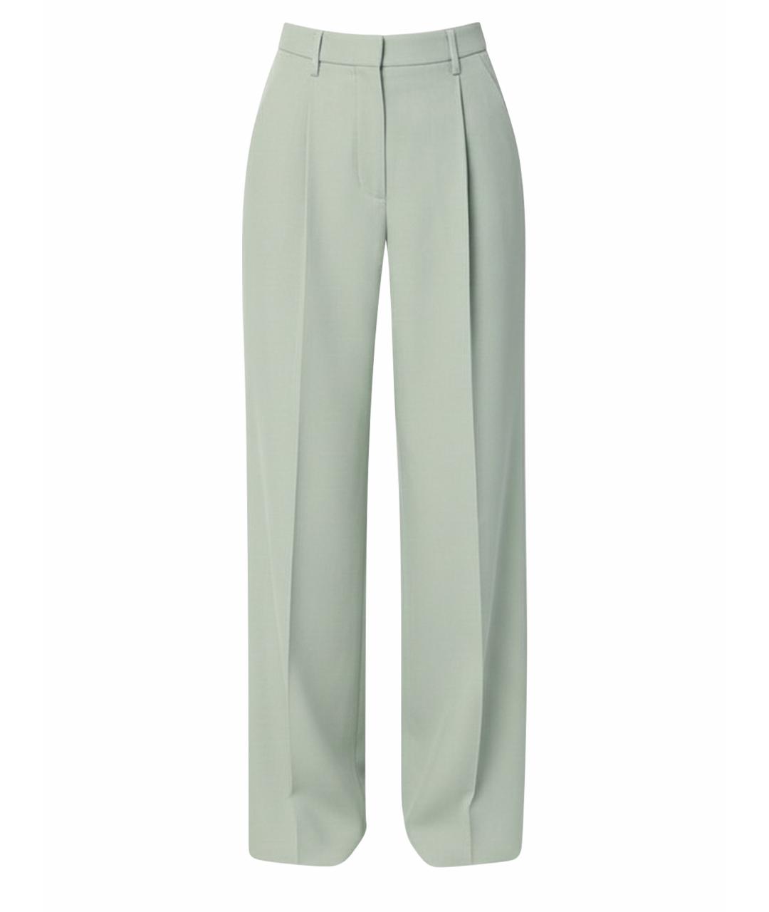 GOLDEN GOOSE DELUXE BRAND Зеленые шерстяные прямые брюки, фото 1