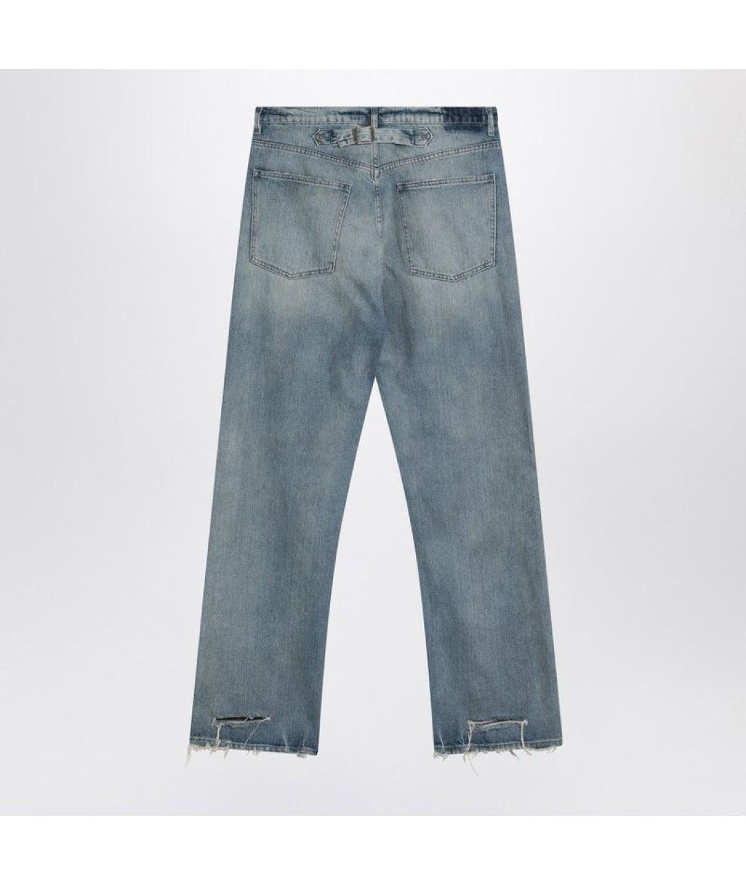 MAISON MARGIELA Голубые хлопковые прямые джинсы, фото 2