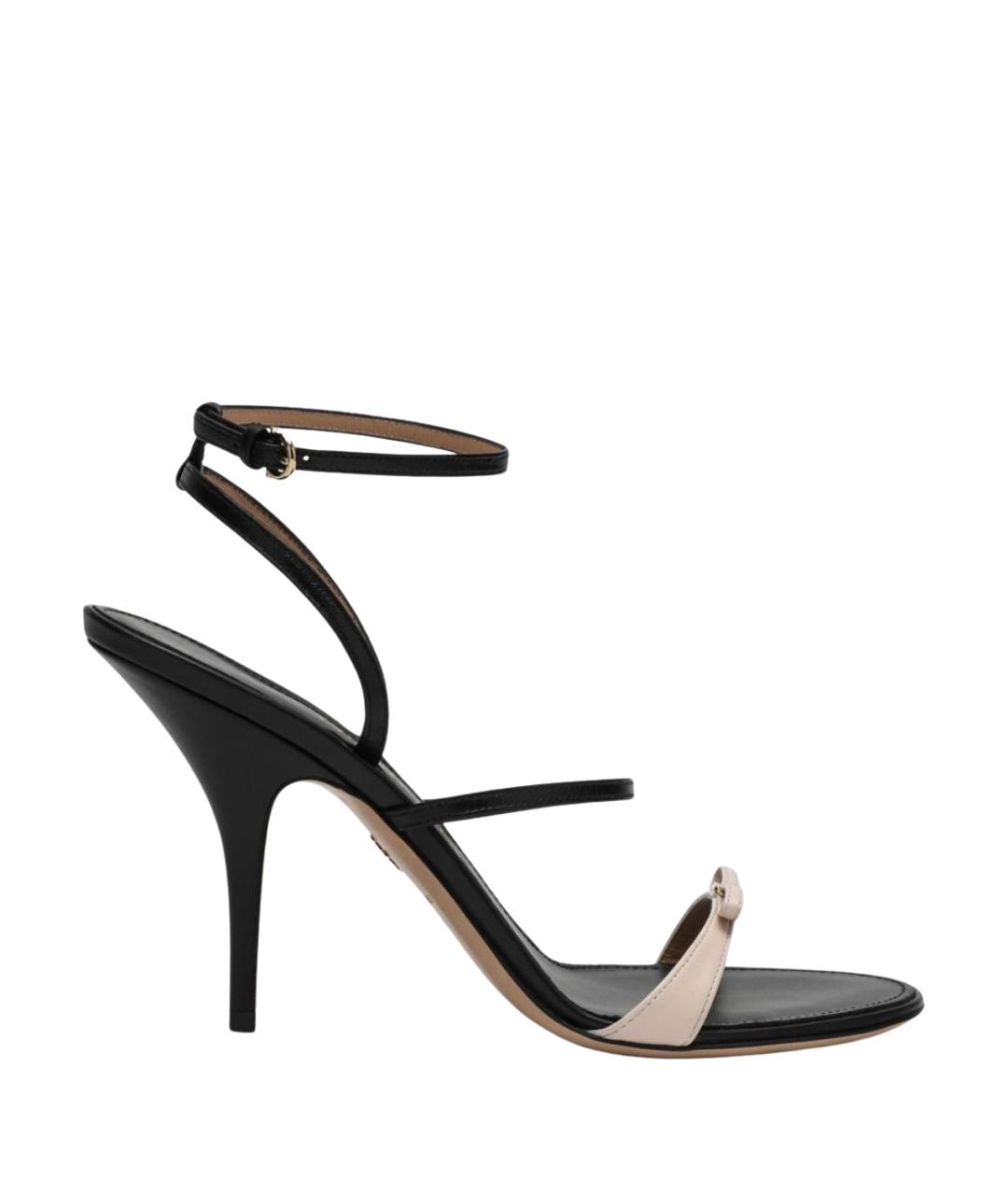 FERRAGAMO Черные кожаные босоножки, фото 1