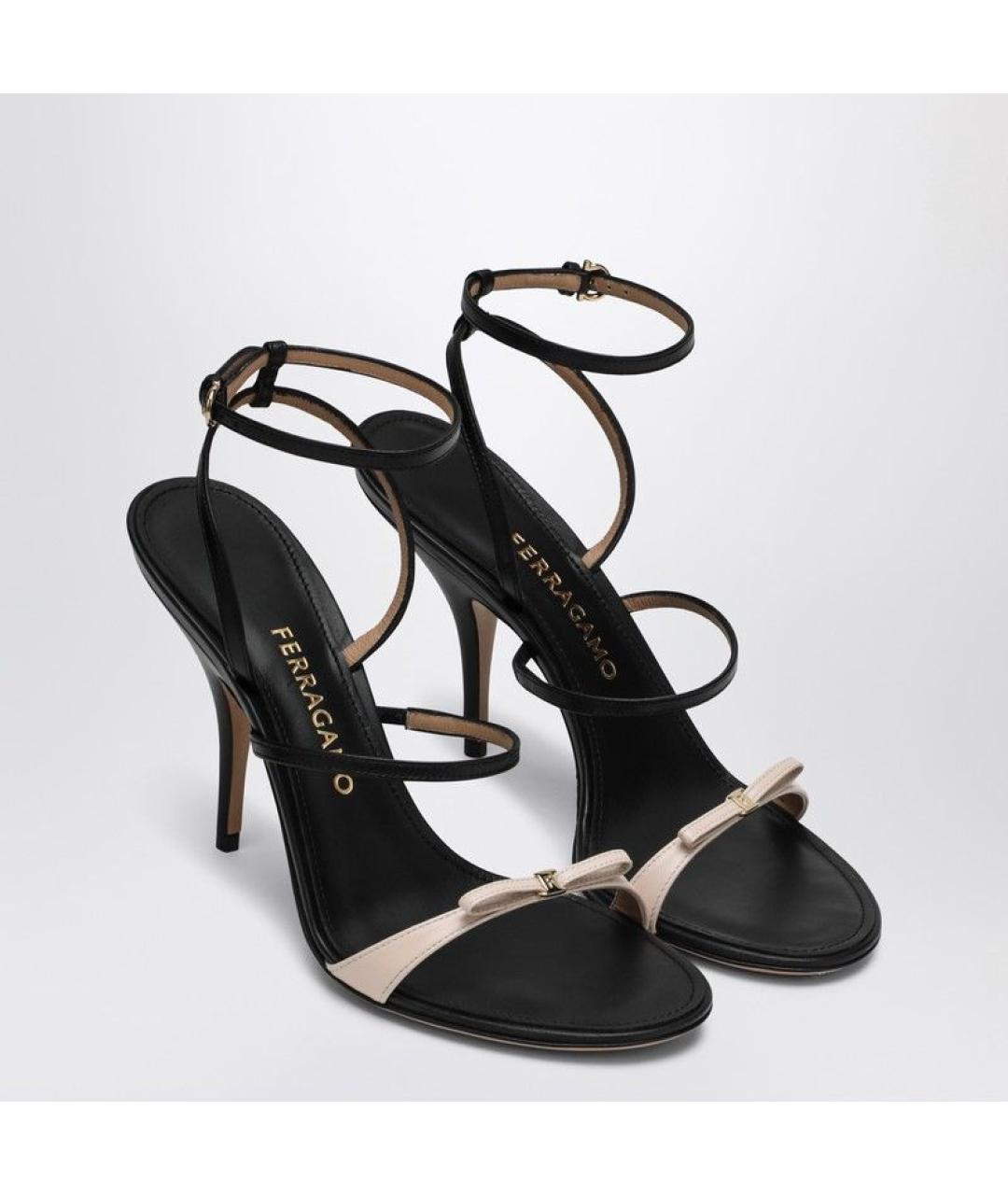 FERRAGAMO Черные кожаные босоножки, фото 2