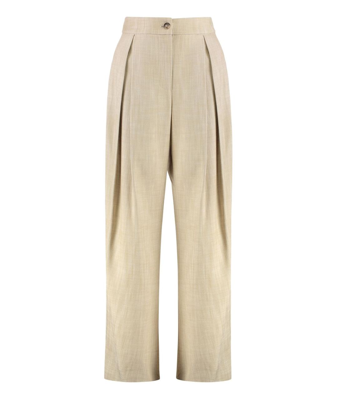 PINKO Бежевые полиэстеровые прямые брюки, фото 1