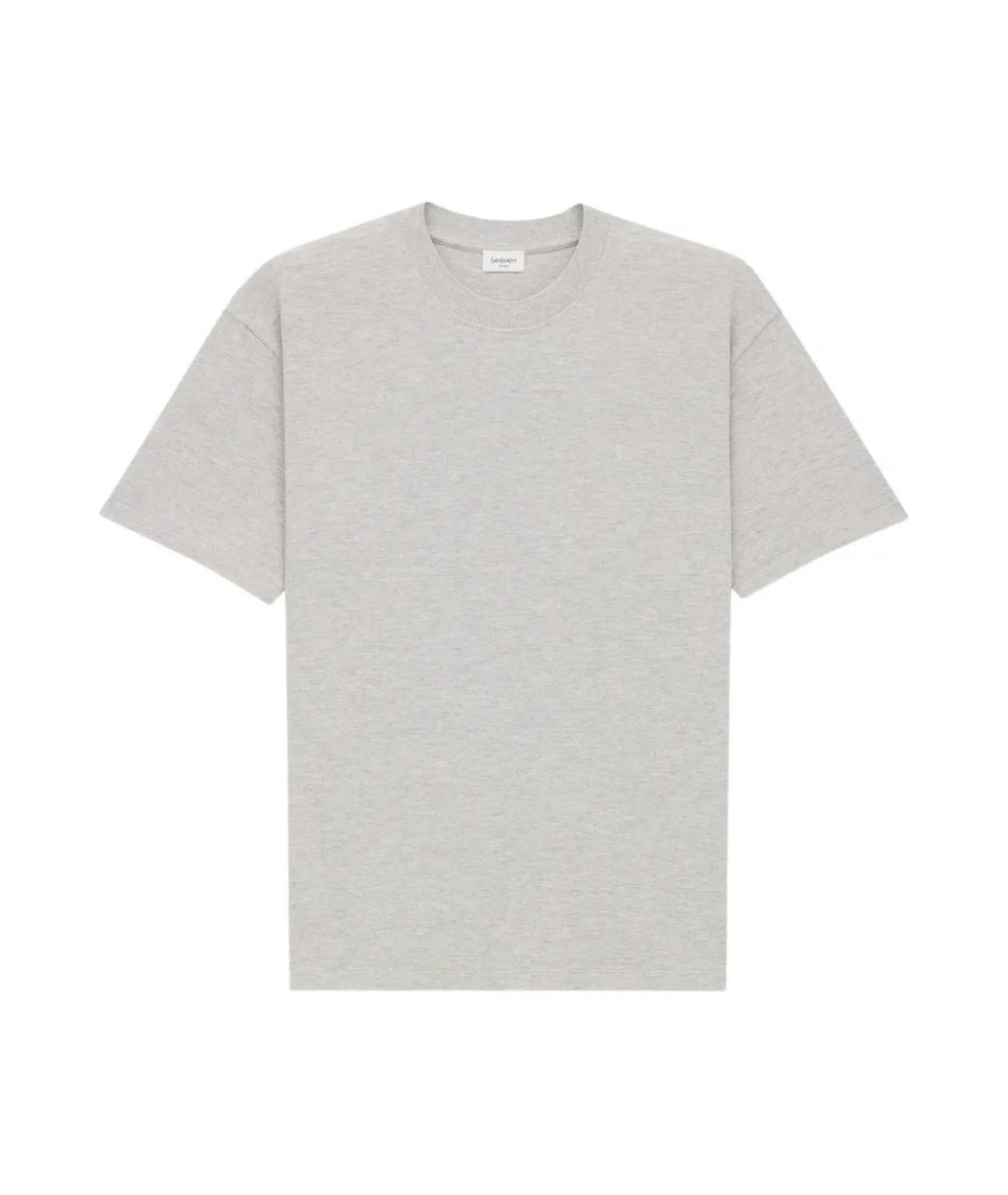 SAINT LAURENT Серая хлопковая футболка, фото 1
