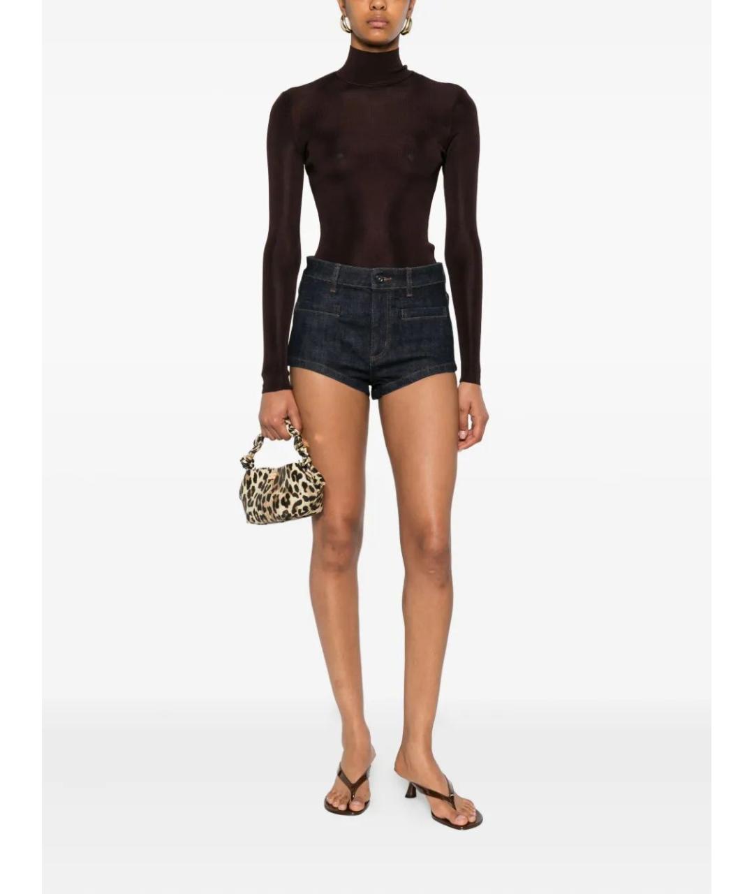 SELF-PORTRAIT Коричневая вискозная водолазка, фото 2