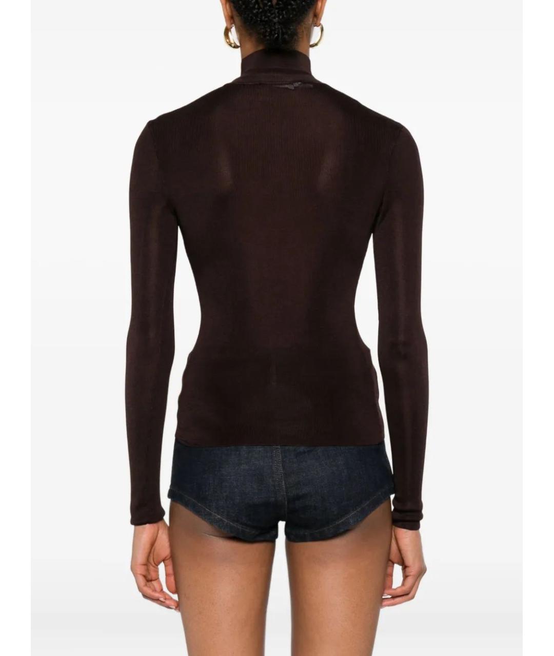 SELF-PORTRAIT Коричневая вискозная водолазка, фото 4