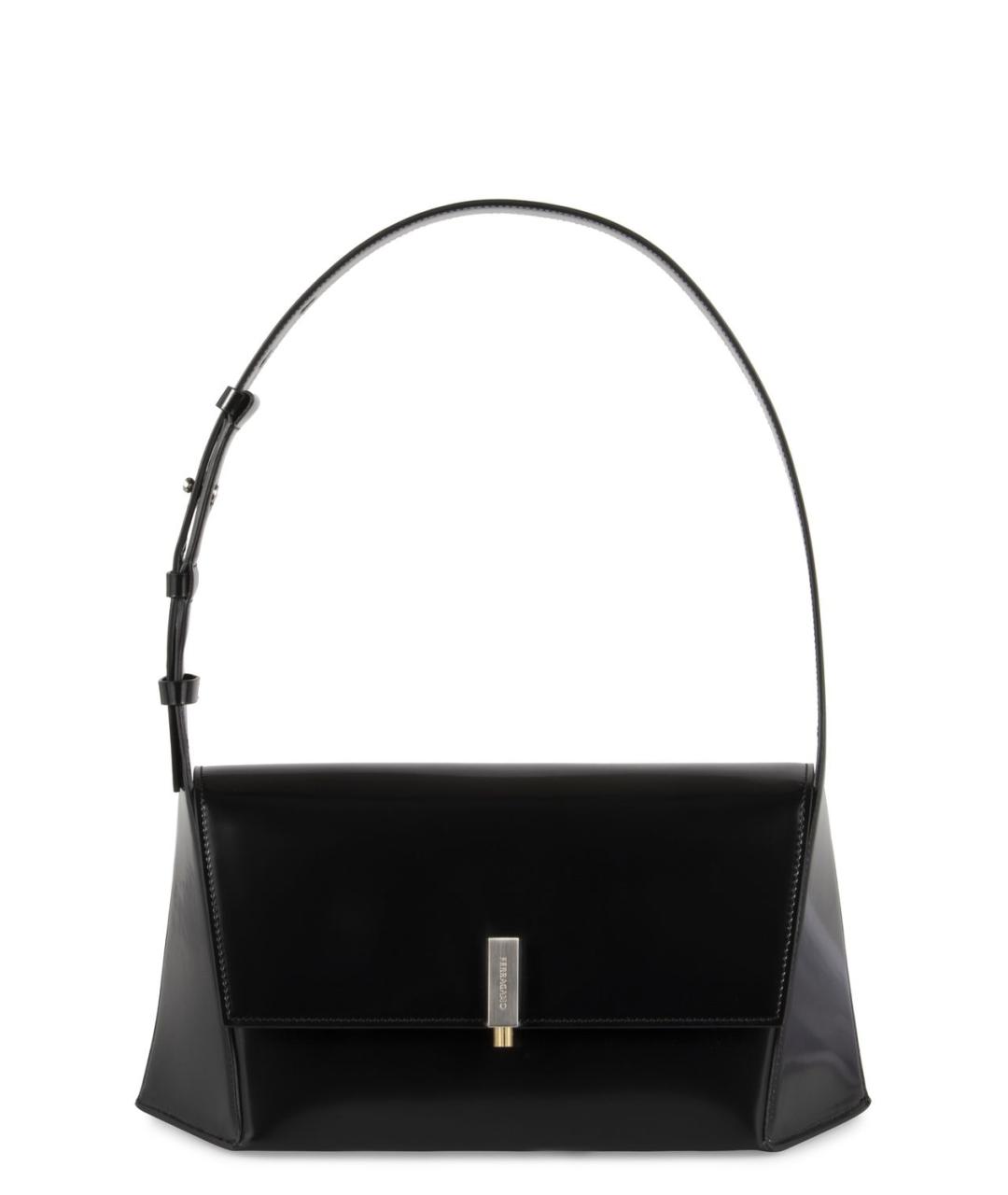 FERRAGAMO Черная кожаная сумка через плечо, фото 1