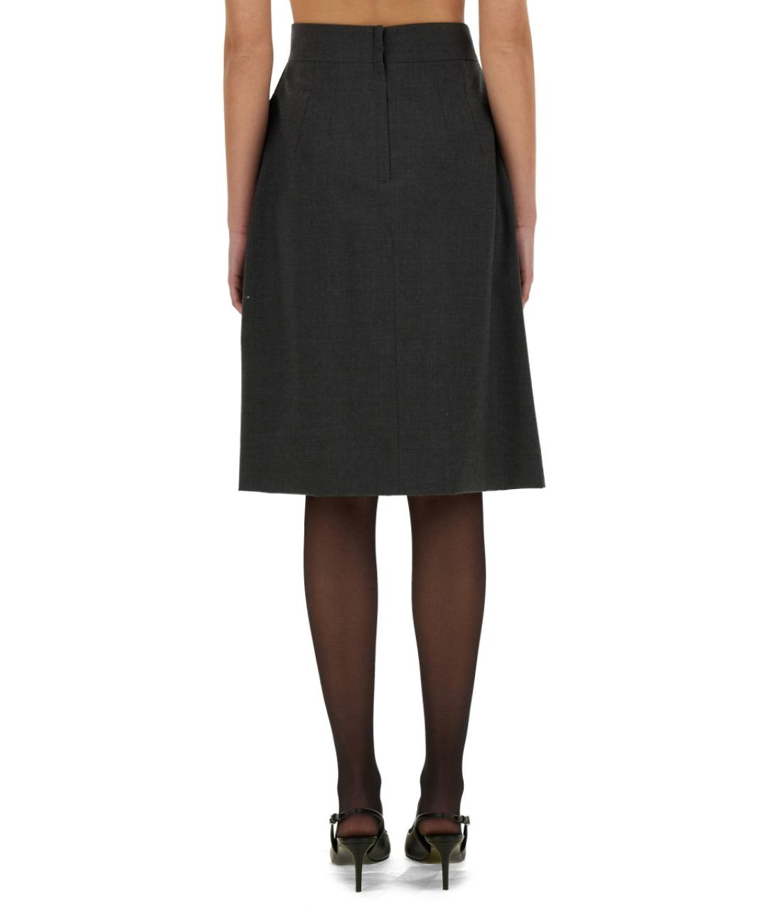 DOLCE&GABBANA Серая шерстяная юбка миди, фото 3