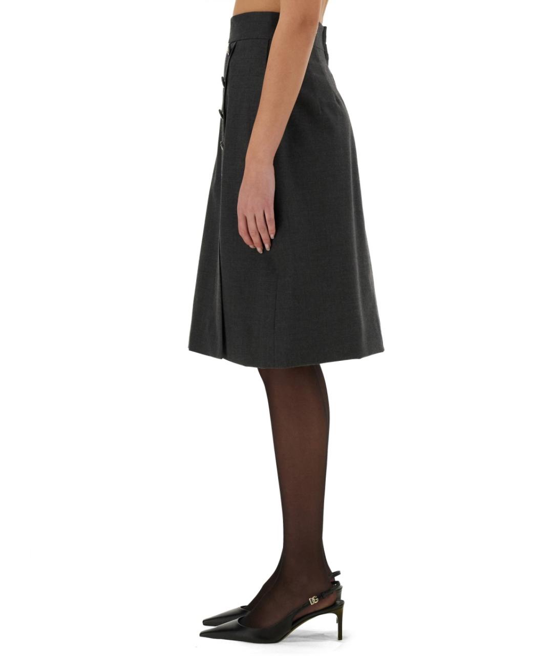 DOLCE&GABBANA Серая шерстяная юбка миди, фото 4