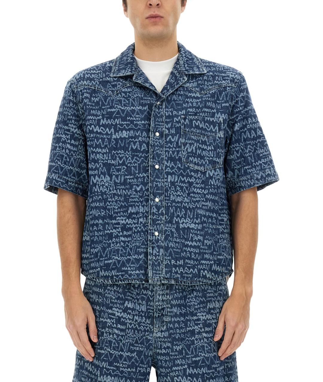MARNI Синяя хлопковая кэжуал рубашка, фото 2