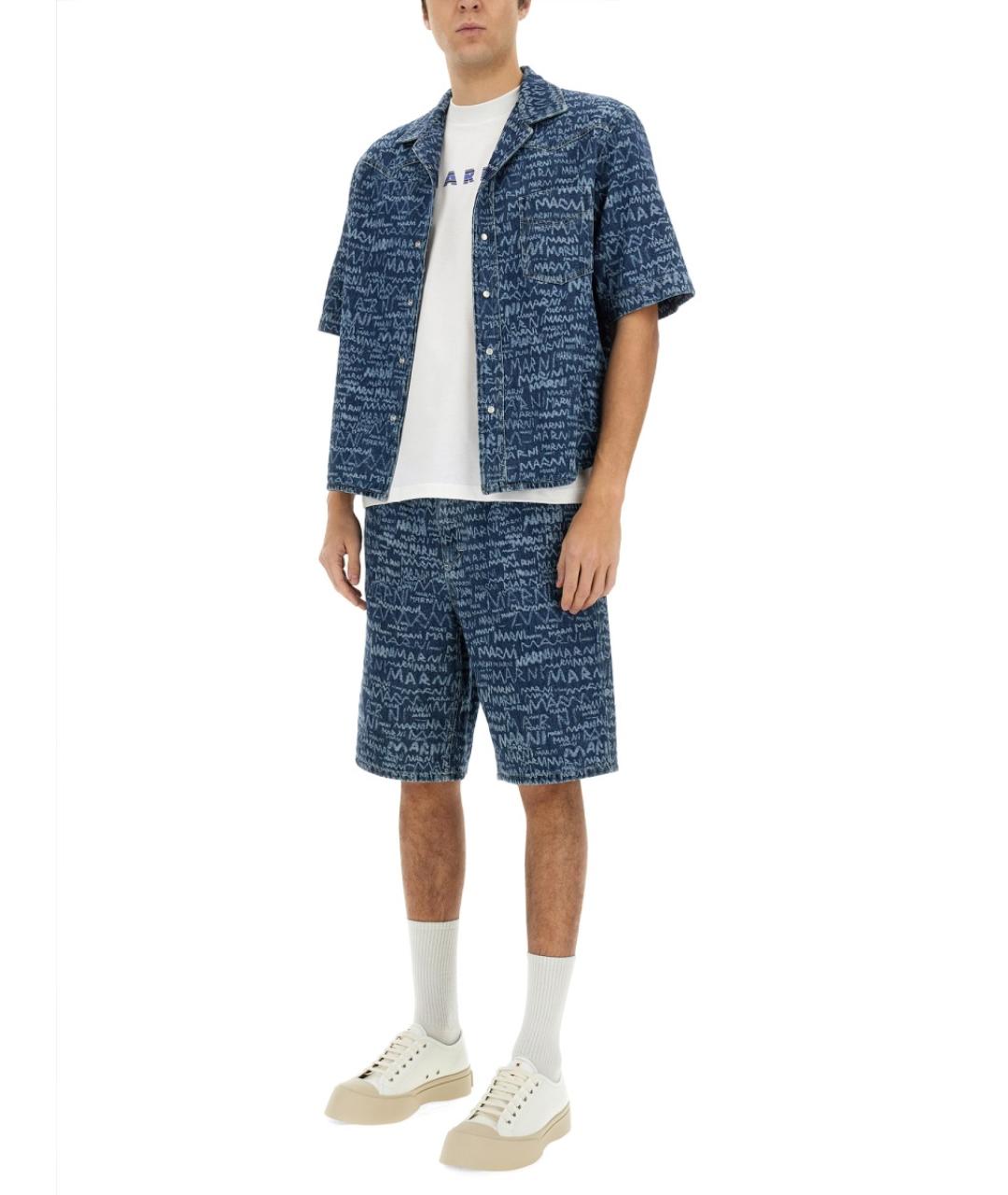 MARNI Синяя хлопковая кэжуал рубашка, фото 3