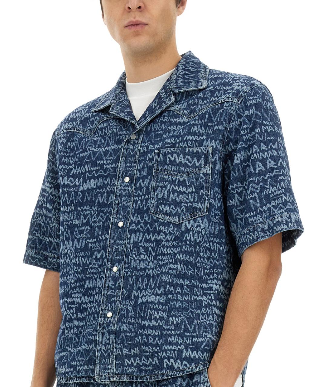 MARNI Синяя хлопковая кэжуал рубашка, фото 5