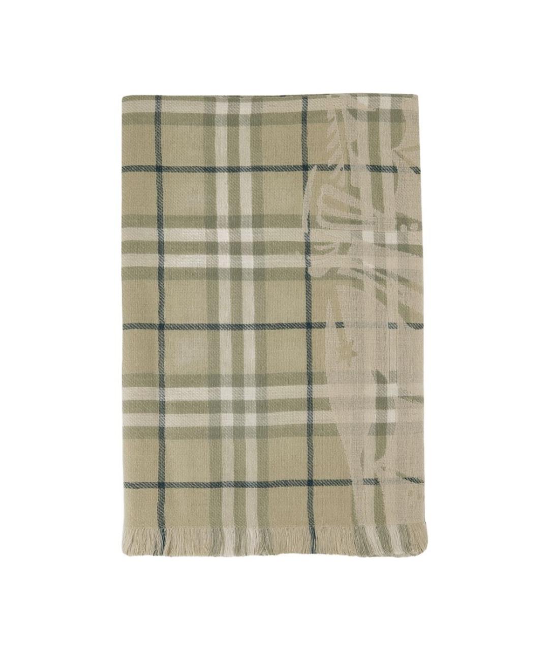 BURBERRY Зеленый шерстяной шарф, фото 1